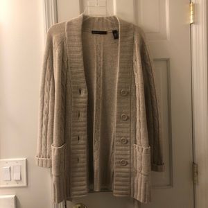 Beige two-ply cashmere Lord & Taylor cardigan